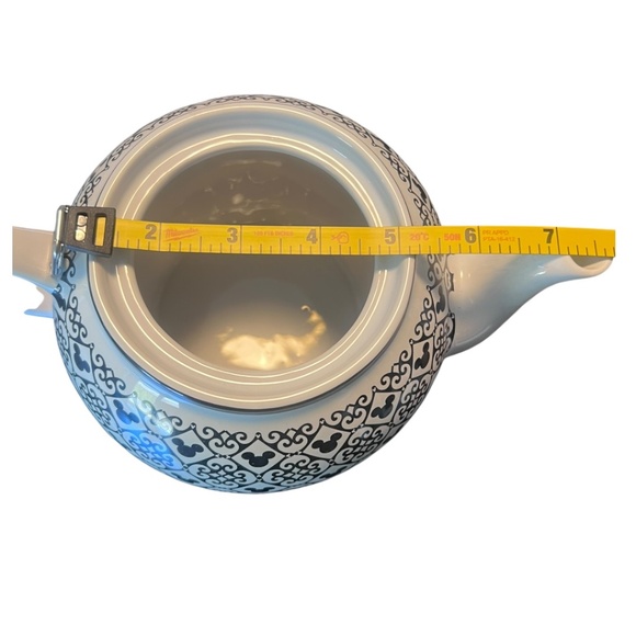 Disney Mickey Mouse Ceramic Teapot Black & White Pattern EUC - Picture 7 of 8